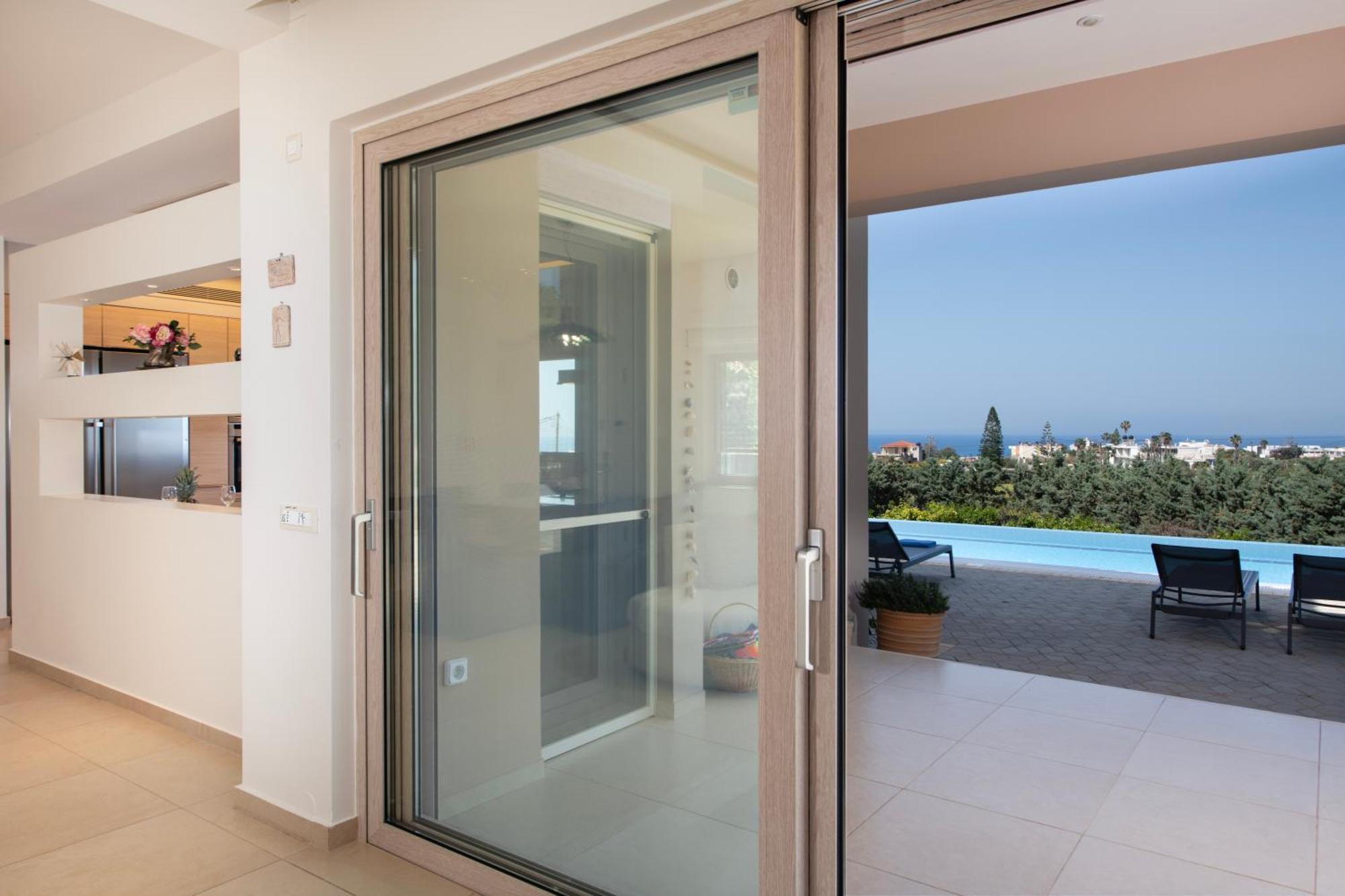 Four Seasons Private Villa - Seaview - Big Heated Pool - Gym - Sport Activities Gouves Bagian luar foto